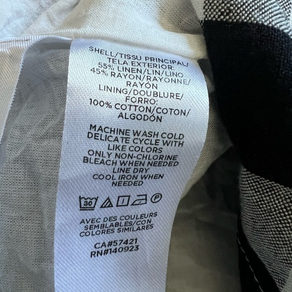 Ann Taylor LOFT Dress Size 2P Linen Blend Short Sleeve Lined Gingham V-Neck - Picture 6 of 11